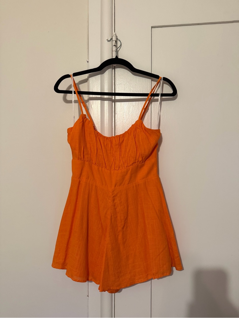 WORN ONCE: Lulus Seeking Smiles Orange Sleeveless Linen Romper - Size S - Picture 3 of 3